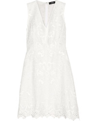 Theory Jemion Broderie Anglaise Linen And Cotton Blend Dress White