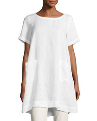 Eileen Fisher Short Sleeve Organic Linen Dress
