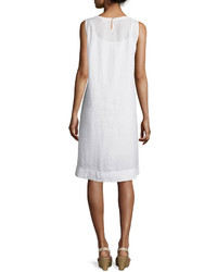 Eileen Fisher Sleeveless Round Neck Organic Linen Flare Dress