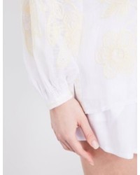 March 11 40603 Floral Embroidered Linen Blouse