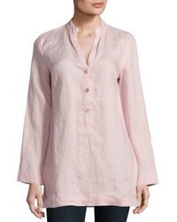 Solid Linen Tunic Blouse