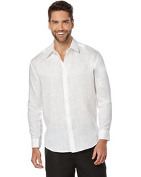 Cubavera 100% Linen Long Sleeve Panel With Embroidery Shirt