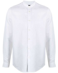 Deperlu Collarless Linen Blend Shirt