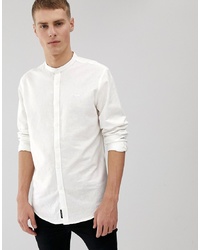 Threadbare Cotton Linen Grandad Long Sleeve Shirt