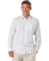 Cubavera Linen Cotton Long Sleeve Tonal Printed Shirt