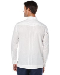 Cubavera Linen Long Sleeve 4 Pocket Guayabera With Embroidery