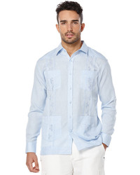 Cubavera Linen Long Sleeve 4 Pocket Guayabera With Embroidery