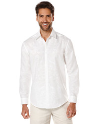 Cubavera Linen Long Sleeve Shirt With Embroidered Placket