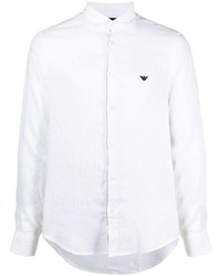 Emporio Armani Embroidered Logo Linen Shirt