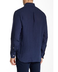 Billy Reid Johnathon Solid Long Sleeve Standard Fit Linen Shirt