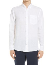 Nn07 Levon Slim Fit Solid Linen Shirt In White At Nordstrom