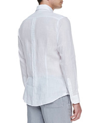 Ermenegildo Zegna Linen Long Sleeve Shirt White