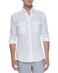 Ermenegildo Zegna Linen Long Sleeve Shirt White