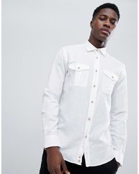 United Colors of Benetton Linen Mix Shirt In White