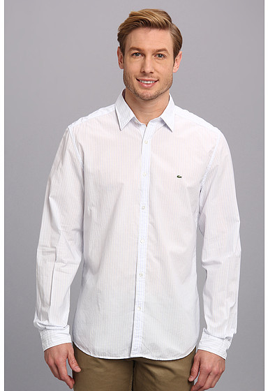 lacoste white linen shirt