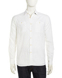 Howe Long Sleeve Linen Poplin Sport Shirt White