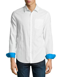 Penguin Long Sleeve Woven Linen Blend Shirt Bright White