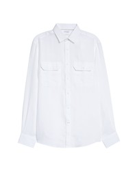Brunello Cucinelli Loose Fit White Linen Button Up Shirt In C159 White At Nordstrom