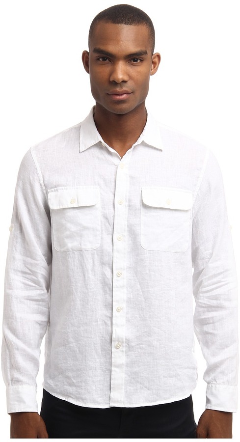 Michael Kors Michl Kors Collection Linen Two Pocket Shirt Long Sleeve ...