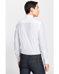 Canali Regular Fit Cotton Linen Jersey Sport Shirt