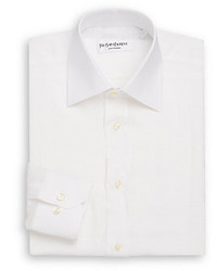 Saint Laurent Regular Fit Solid Linen Dress Shirt
