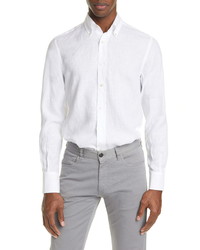 Canali Regular Fit Solid Linen Shirt