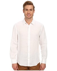 Perry Ellis Rolled Sleeve Solid Linen Shirt Clothing