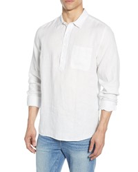 Frame Slim Fit Button Up Linen Popover Shirt