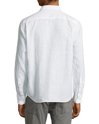 Neiman Marcus Slim Fit Piece Dye Linen Sport Shirt White