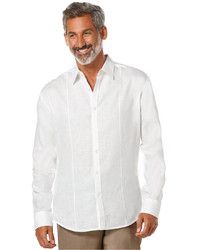Cubavera Tucked Long Sleeve 100% Linen Shirt