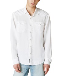 Lucky Brand Western Linen Snap Up Shirt In Bright White At Nordstrom