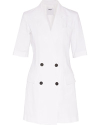 DKNY Double Breasted Stretch Linen Playsuit Ivory