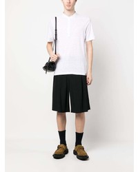 Lardini Linen Band Collar Polo Top