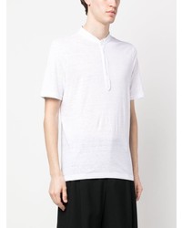 Lardini Linen Band Collar Polo Top