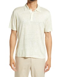 Vince Linen Polo Shirt In Optic Whiteendive At Nordstrom