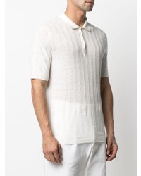 Tagliatore Tonal Stripe Linen Polo Shirt