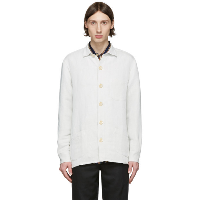 Schnaydermans Off White Linen Jacket, $96 | SSENSE | Lookastic