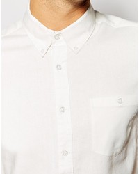 Asos Brand Shirt In Short Sleeve With Viscose Linen Mix