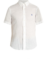 Polo Ralph Lauren Button Down Collar Short Sleeved Linen Shirt