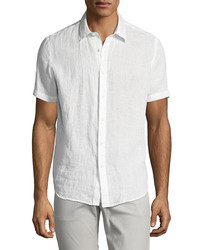 Theory Clark Instrutal Linen Short Sleeve Shirt
