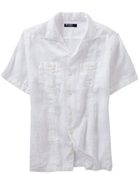 Cremieux Short Sleeve Washed Linen Camp Shirt