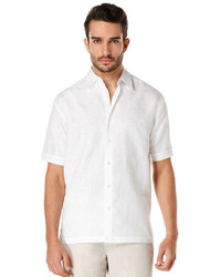 Cubavera Linen Short Sleeve Tonal Embroidered Shirt