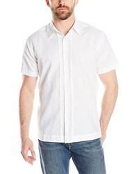 Cubavera Short Sleeve Linen Cotton Front And Back Embroidery Shirt