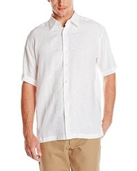 Cubavera Short Sleeve Linen Lace Embroidered Woven Shirt