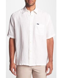 Façonnable Faconnable Short Sleeve Linen Sport Shirt Cream Medium