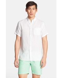 Onia Jack Trim Fit Short Sleeve Linen Sport Shirt