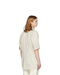 Jan Jan Van Essche Off White Short Sleeve Linen Button Up Shirt