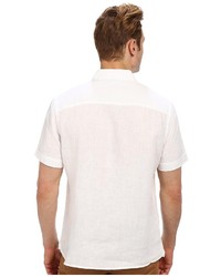 Perry Ellis Short Sleeve Solid Linen Shirt Short Sleeve Button Up