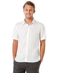 Perry Ellis Short Sleeve Solid Linen Woven Shirt