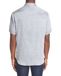 Armani Collezioni Trim Fit Short Sleeve Linen Cotton Sport Shirt